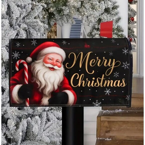 Christmas MailBox Cover 21x18in Adjustable strap & buckle Santa Merry Christmas - Picture 1 of 3